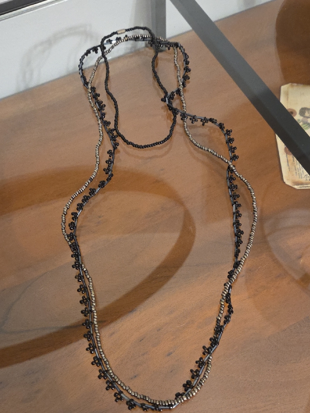 Delicate Black Beaded Layered Necklace